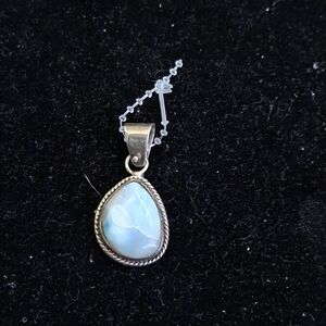 Sterling Silver Teardrop Larimar Pendant in Light Blue